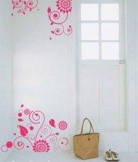 Artificial Carving PVC Decoration Red Flower Wall Sticker F034