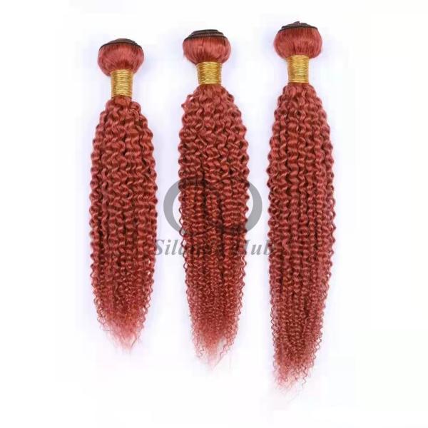 Red Kinky Curly Remy Human Hair Bundles Sew In Weave Bundles Brazilian Bundle