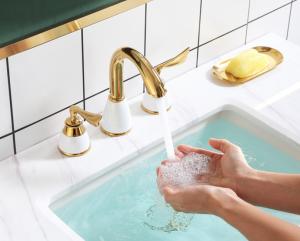 Quality Two Handle OEM Three Hole Retro Bathroom Sink Faucets wholesale