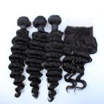 Malaysian Deep Wave Closure Malaysian Curly Hair Virgin Hair Bundles With Lace