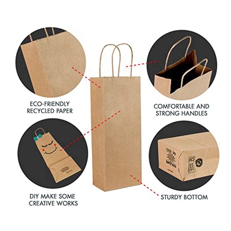 ODM Printed Gift Paper Wine Bottle Bags Packaging 120g