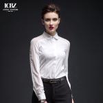 2022 Pure Solid White Casual Formal Ladies Blouse Tops for Office Lady at
