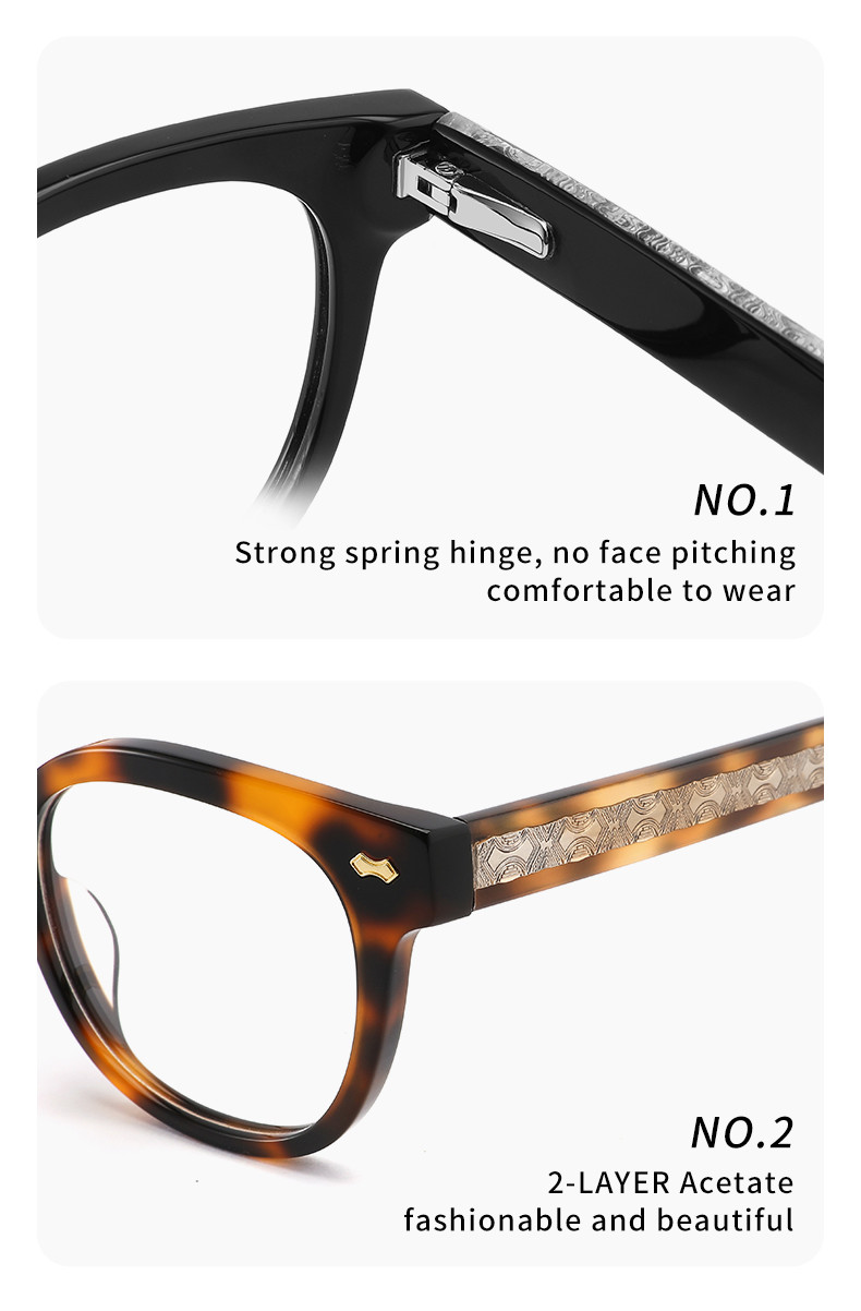 Chic Round Acetate Sunglasses Interchangeable Lenses UV Hand Crafted Eyewear
