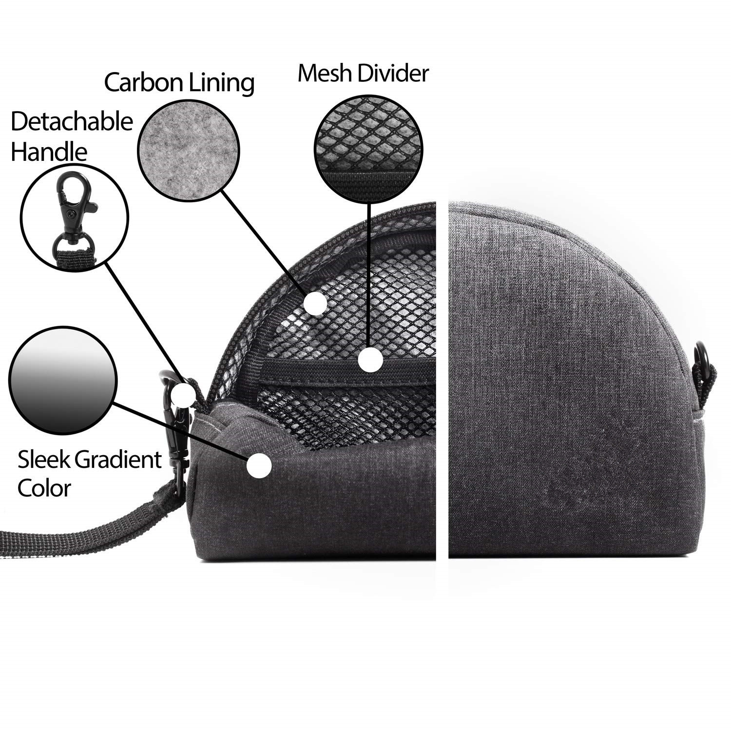 Detachable Handle Smell Proof Pouch / Odorless Bags For Weed 6.5"X4.5"