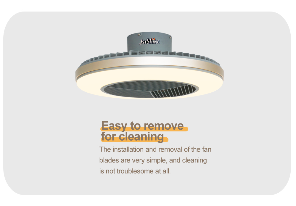 Metal Lamp Body Ceiling Fan with Dimmable LED Light Easy to Remove/Install Flush Mount