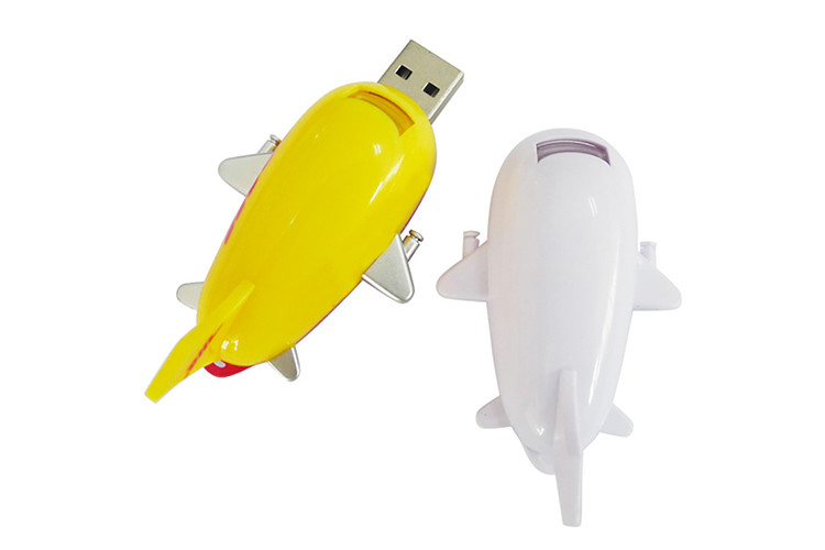 32G 3.0 yellow color plastic Plane shaped USB with customized logo and package show life brand