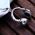 Mens Sterling Silver Necklace with Headphone Style Pendant(N01706201)