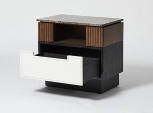 Quality The Ritz Carlton 5-star luxury hotel guestroom walnut wood one white drawer nightstand wholesale