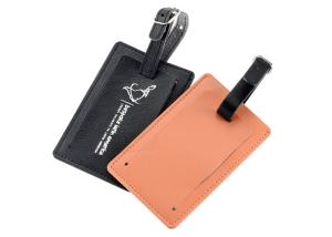 Quality PU Leather Travel Luggage Tag Customized Silk Screen Printing Logo Baggage Tag wholesale