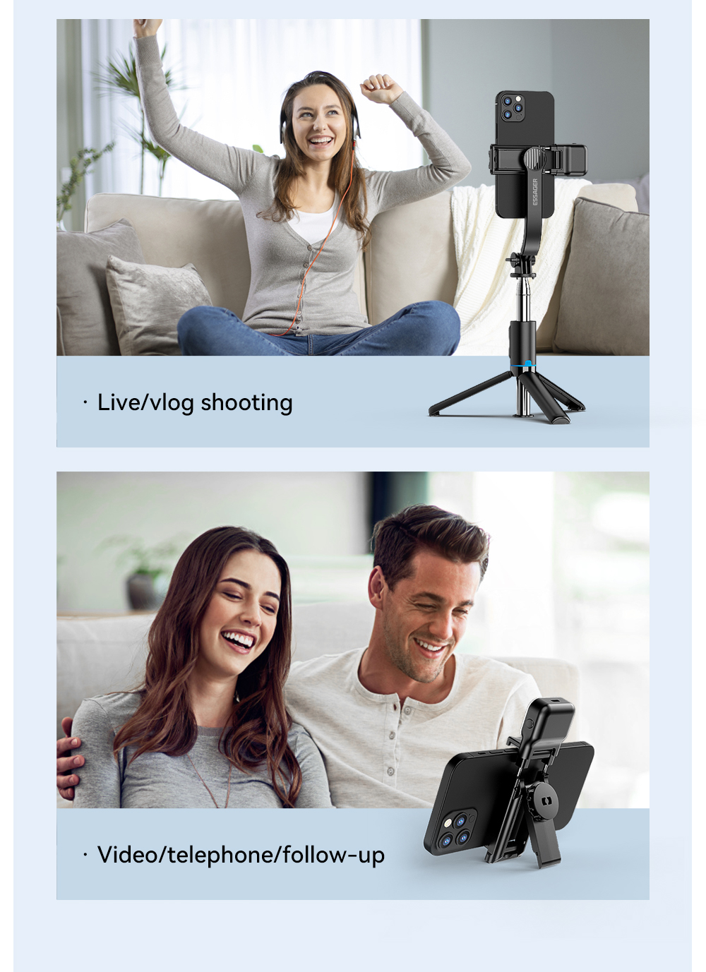 Bluetooth Remote Control Long Selfie Stick Adjustable For Mobile Phones