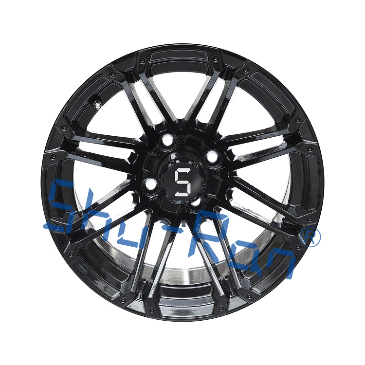Golf Cart 12''/14'' Machined/ Glossy Black Aluminum Wheels Rims for Club Car, EZGO, YMH Golf Carts