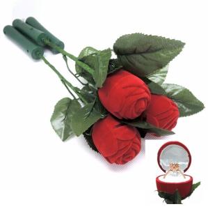 Quality Ceremony Promotion Jewelry Velvet Box Red Rose Shaped With Fast Flashing LED Lights wholesale