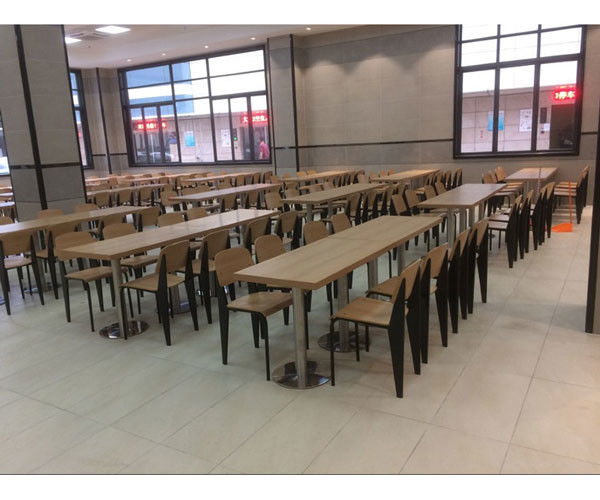 Plywood Restaurant Dining Table And Chairs PU Leather Fast Food Dining Table