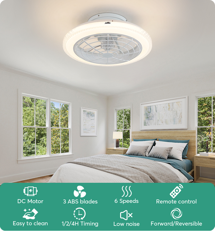 CE Certified Modern Design 6-Speed LED Ceiling Fan with Remote Control and Easy Cleaning