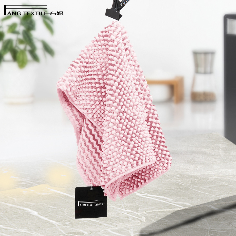 17x24 Inch Wear Resistant Pink Bathroom Chenille Noodle Bath Rug