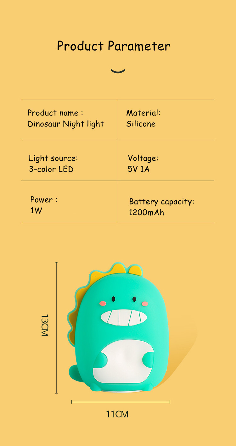New Dinosaur Night light Warm Atmosphere Lamp USB rechargeable Sleeping Night Light For Children Kids Holiday Gift