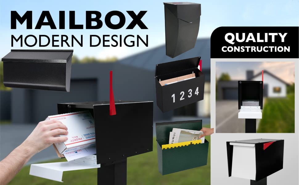 Outdoors Modern Design Large Wall-Mountable Mailbox Metal Mail Box 0.8mm Thickness