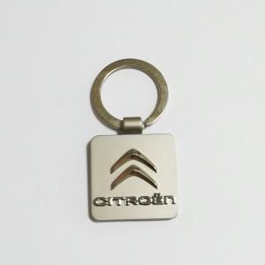 Quality Square Citroen VIP Promotional Metal Keychain With 27mm Flat Split Ring wholesale