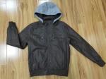 Quilted Padded Leather Motorcycle Jacket Black Brown Hooded Collar