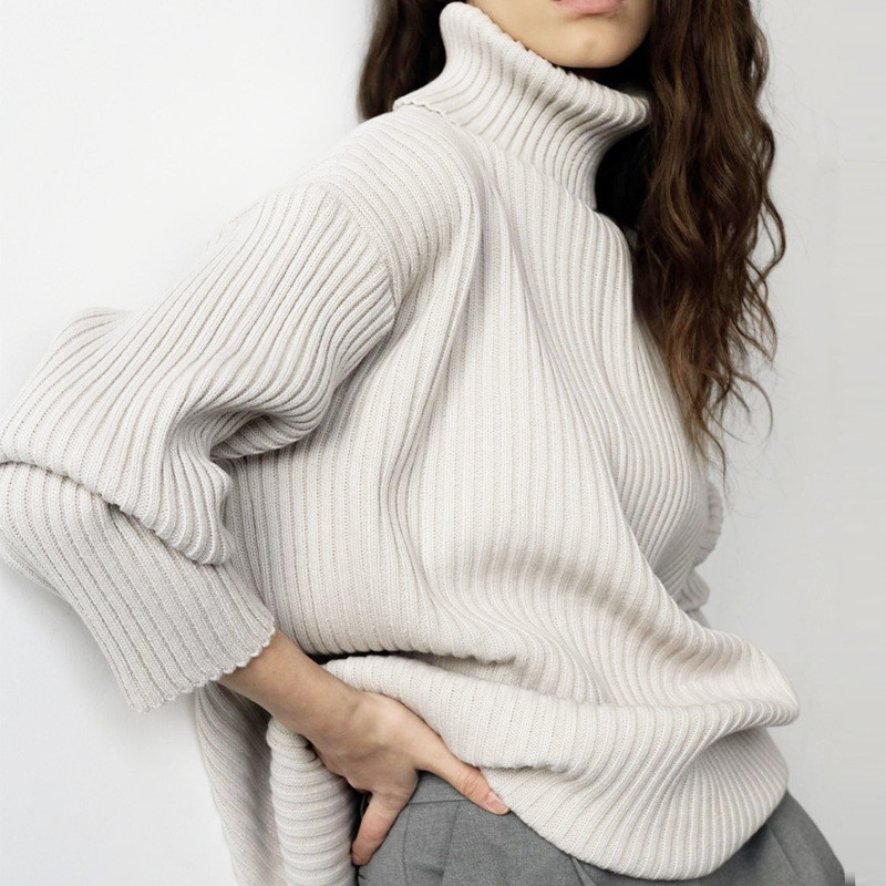 Women s Sweaters for Outdoor Activities with Free Pullover Closure Type Half skirt high neck sweater set