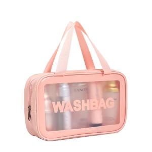 Quality Travel Waterproof Beach Transparent Cosmetic Pouch 3pcs Clear PVC Makeup Bag wholesale