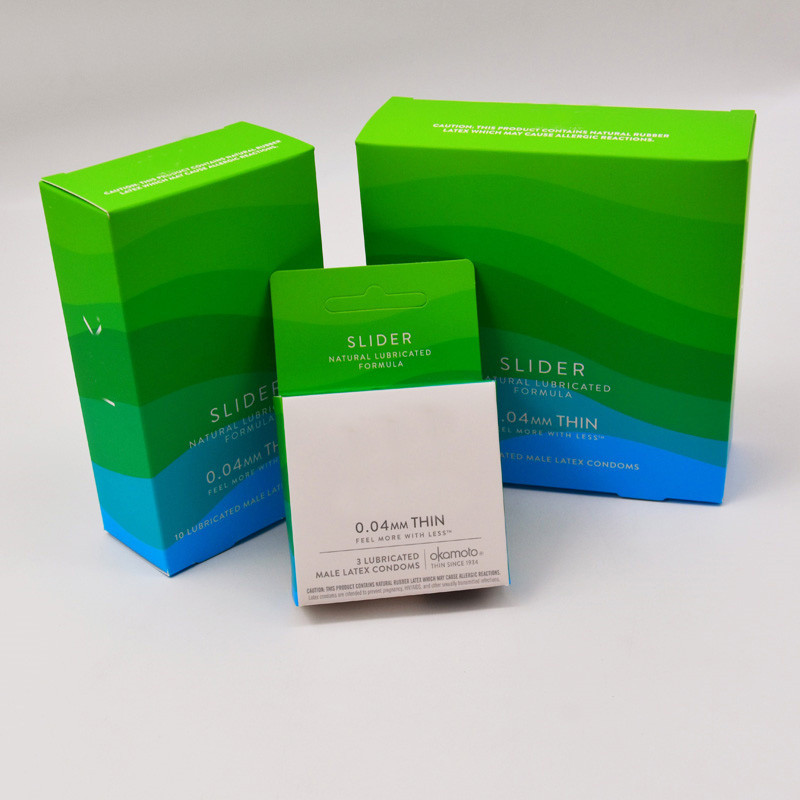 Custom Color Printed Condom Health Care Box Luxury 1 Piece Hanger Box