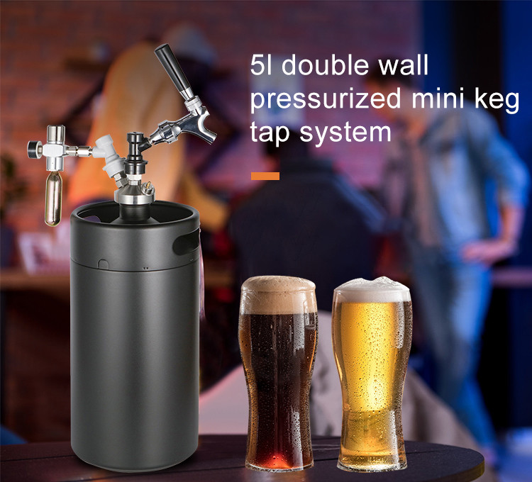 SS304 Double Wall 5L Carbonated Drink Ball Lock Mini Keg