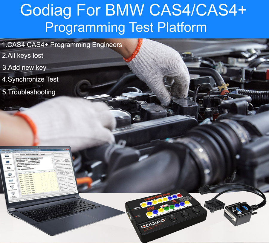 GODIAG GT100 Pro GT100+ Breakout Box with BMW CAS4 CAS4+ and FEM/BDC Test Platform
