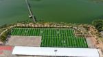 Rubber Granules / Quartz Sand Artifical Football Pitches Weaving Technique Dtex