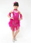children's feather sequins Latin dance dress Tassel Latin dance costumes of the