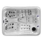 OUTDOOR HOT TUB WITH COMFORT LOUNGE SEATING AND COOL DOWN SEAT