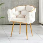 Customized Green Upholstered Dining Chairs Metal Legs Fabric Velvet Dining