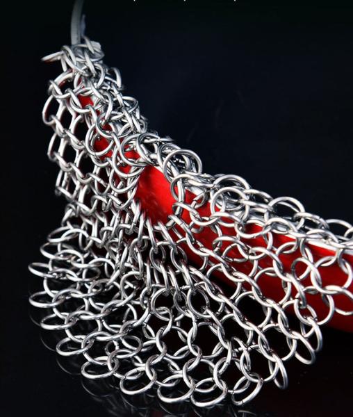 Cheap 6'' Ss Round Cookware Chainmail Scrubber Cleaning Cast Iron Pan for sale