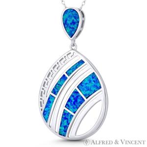 Quality Tear Drop Key Charm Greek Opal Jewelry 47x27mm 925 Sterling Silver Rhodium wholesale