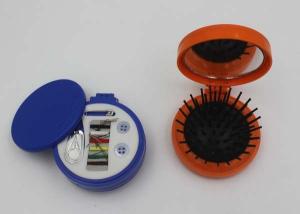 Quality Round Plastic ABS + Rubber + Nylon Mini Sewing Kit / Compact Hair Brush With Mirror wholesale