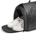 Black PU Leather Oxford Cloth Travel Duffle Bag Accept Customized Logo
