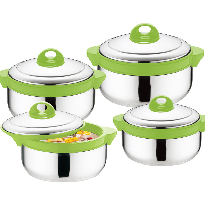Stainless Steel 201 4pcs Thermal Stock Pot Set Large Capacity Lunch Box Modern Bento