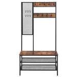 Coat Stand With Grids Panel, Industrial Hallway Coat Rack, Wooden Coat Stand,