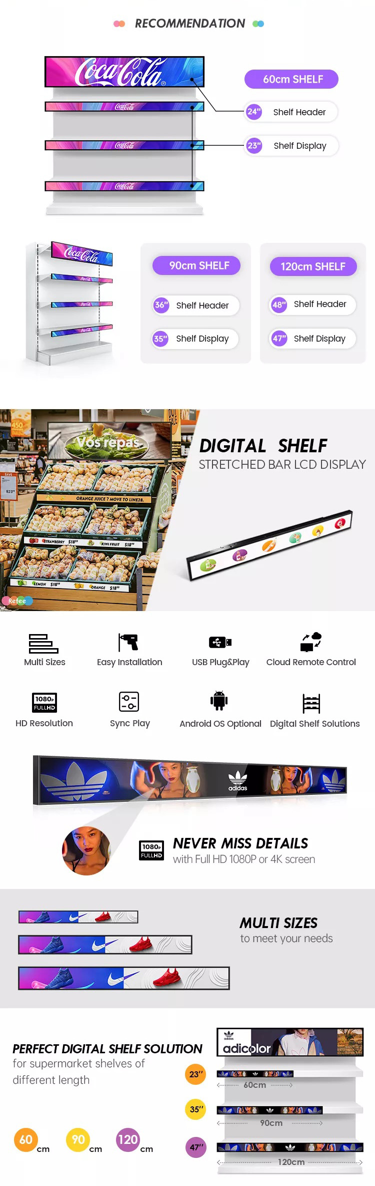 Supermarket Retail Shelf Led Screen Advertisement Led Display Indoor 3840hz