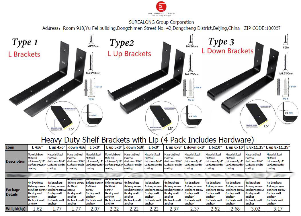 Powder Coated Heavy Duty Galvanised Shelf Brackets Angle Metal Console Shelf Bracket