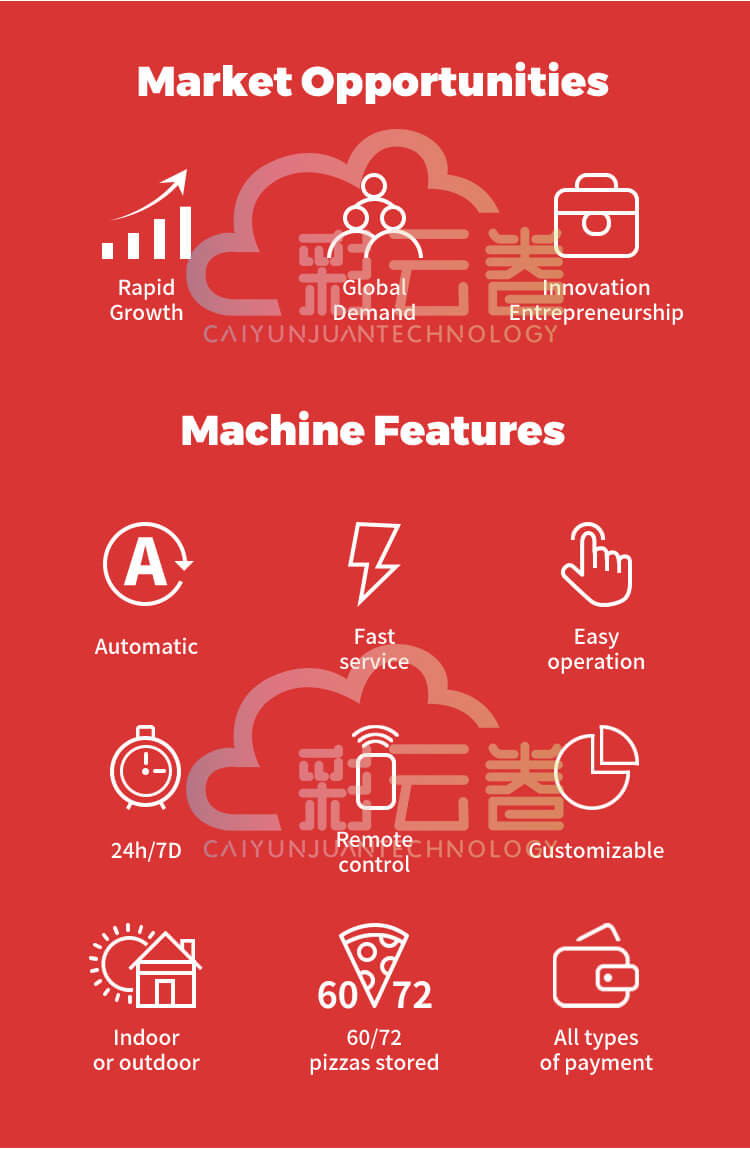 Automated Pizza Vending Machine Indoor / Outdoor With Touch Screen Display