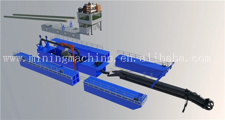 Diesel Engine Draft 1.3m Sand Dredger River Sand Mining machine