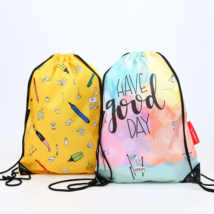 Black Backpack Polyester Dustproof Drawstring Portable Gym Bag