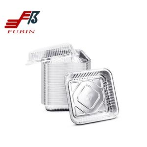 Quality OEM Logo Silver 1320ML Square Aluminum Foil Container With Lid wholesale