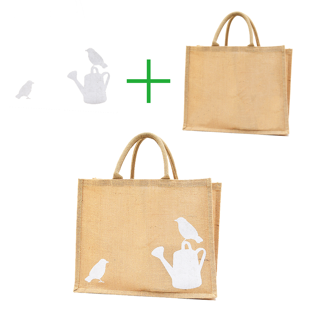 Ladies Custom Printed Burlap Tote Bag Beach Bathing Shopping Daily Life