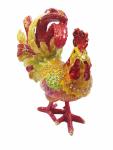 New arts and craft rooster metal jewelry box pewter rooster trinket box rooster