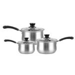3pcs Milk Pot Set Kitchenware Cookware Set Stainless Steel Soup Stock Pots with