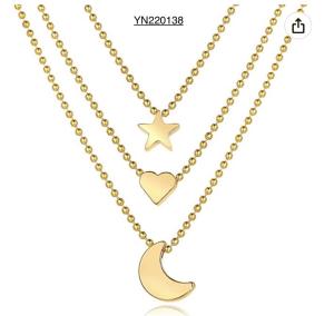 Quality Star Moon Love Pendant Necklace Trendy Stacking Gold Necklaces wholesale