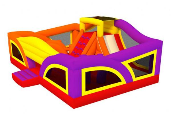 Outdoor Activities Inflatable Fun City Obstacle Course Colorful 0.55mm PVC