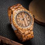 Men'S Bamboo Wooden Watch Zebra Wood Case And Dial 45 Mm Diameter